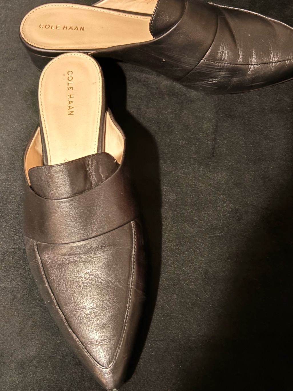 Cole Haan Sleek Black Pointed Mule
